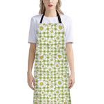 Green Tartan Daisy Pattern Print Bib Apron With Pocket