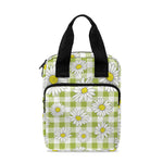 Green Tartan Daisy Pattern Print Bible Tote Bag