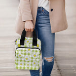 Green Tartan Daisy Pattern Print Bible Tote Bag