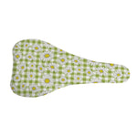 Green Tartan Daisy Pattern Print Bicycle Seat Cover