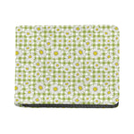 Green Tartan Daisy Pattern Print Bifold Wallet