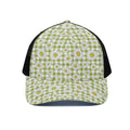 Green Tartan Daisy Pattern Print Black Mesh Trucker Hat