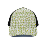 Green Tartan Daisy Pattern Print Black Mesh Trucker Cap