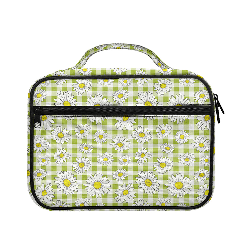 Green Tartan Daisy Pattern Print Briefcase Bible Bag