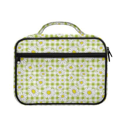 Green Tartan Daisy Pattern Print Briefcase Bible Bag