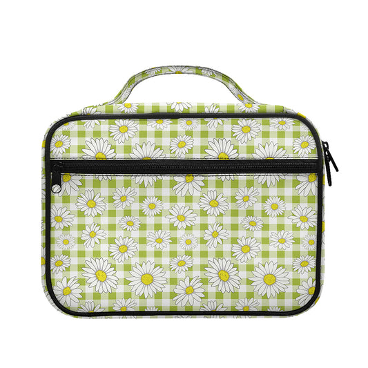 Green Tartan Daisy Pattern Print Briefcase Bible Bag