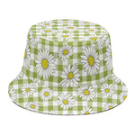 Green Tartan Daisy Pattern Print Bucket Hat