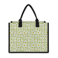 Green Tartan Daisy Pattern Print Canvas Tote Bag