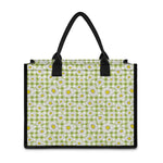 Green Tartan Daisy Pattern Print Canvas Tote Bag