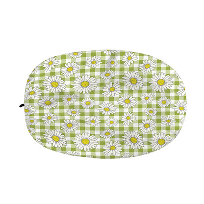 Green Tartan Daisy Pattern Print Car Side Mirror Covers
