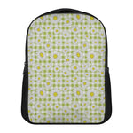 Green Tartan Daisy Pattern Print Casual Backpack