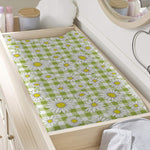 Green Tartan Daisy Pattern Print Changing Pad Cover