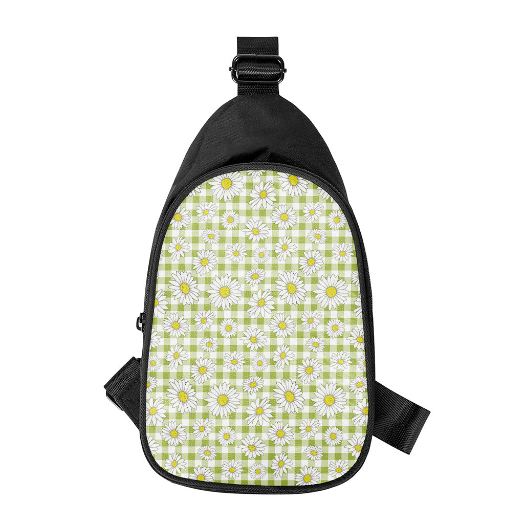 Green Tartan Daisy Pattern Print Chest Bag