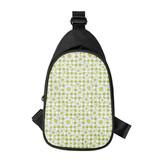 Green Tartan Daisy Pattern Print Chest Bag