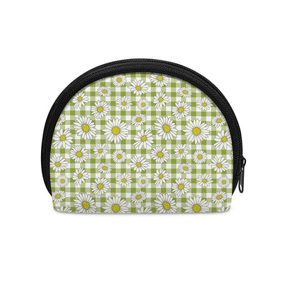 Green Tartan Daisy Pattern Print Coin Purse