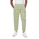 Green Tartan Daisy Pattern Print Cotton Pants