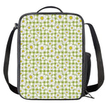 Green Tartan Daisy Pattern Print Crossbody Lunch Bag
