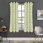 Green Tartan Daisy Pattern Print Curtain