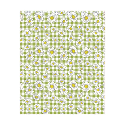 Green Tartan Daisy Pattern Print Curtain
