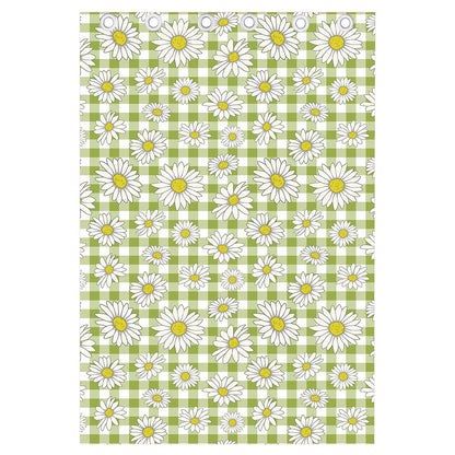 Green Tartan Daisy Pattern Print Curtain