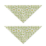 Green Tartan Daisy Pattern Print Dog Bandana