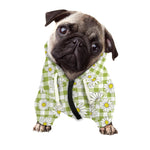 Green Tartan Daisy Pattern Print Dog Zip Up Hoodie