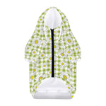 Green Tartan Daisy Pattern Print Dog Zip Up Hoodie