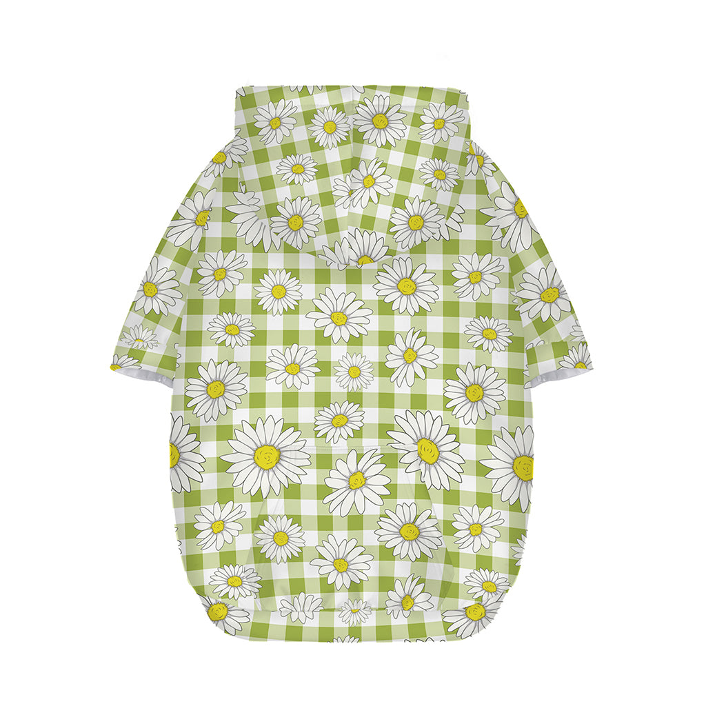 Green Tartan Daisy Pattern Print Dog Zip Up Hoodie