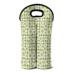 Green Tartan Daisy Pattern Print Double Neoprene Wine Tote