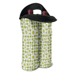 Green Tartan Daisy Pattern Print Double Neoprene Wine Tote