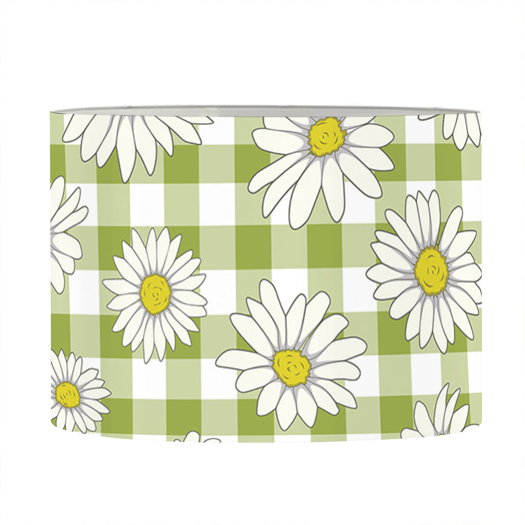 Green Tartan Daisy Pattern Print Drum Lamp Shade