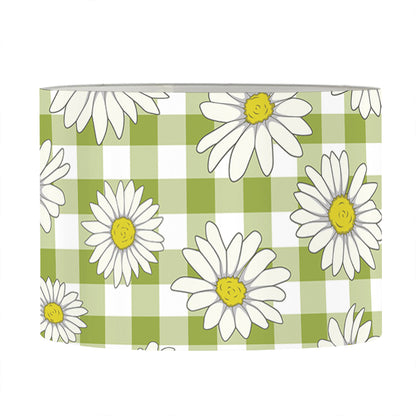 Green Tartan Daisy Pattern Print Drum Lamp Shade