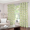 Green Tartan Daisy Pattern Print Extra Wide Grommet Curtains