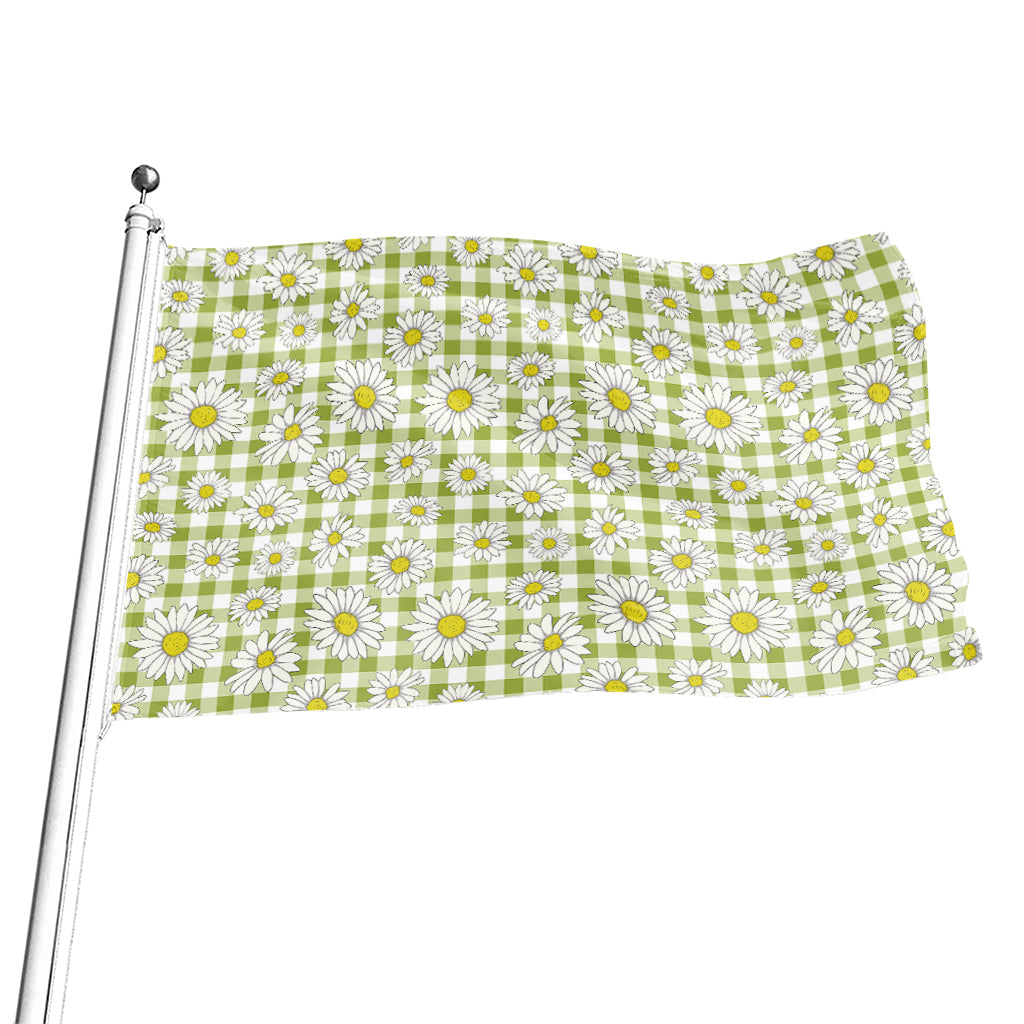 Green Tartan Daisy Pattern Print Flag