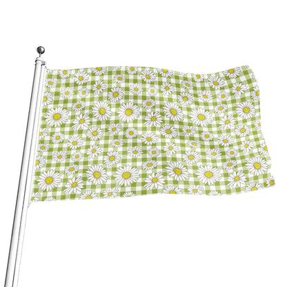 Green Tartan Daisy Pattern Print Flag