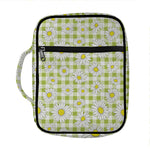 Green Tartan Daisy Pattern Print Front Pocket Bible Bag