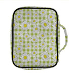 Green Tartan Daisy Pattern Print Front Pocket Bible Bag