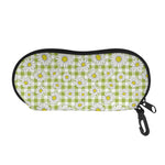 Green Tartan Daisy Pattern Print Glasses Case