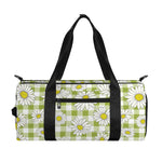 Green Tartan Daisy Pattern Print Gym Bag
