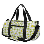 Green Tartan Daisy Pattern Print Gym Bag
