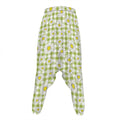 Green Tartan Daisy Pattern Print Hammer Pants