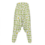 Green Tartan Daisy Pattern Print Hammer Pants