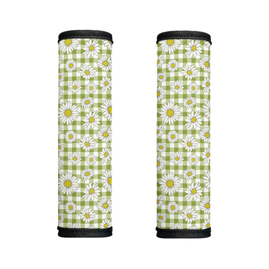 Green Tartan Daisy Pattern Print Handle Covers