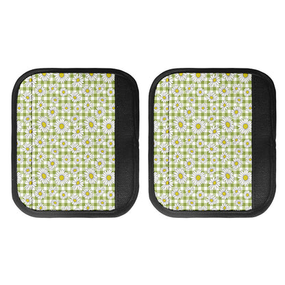 Green Tartan Daisy Pattern Print Handle Covers