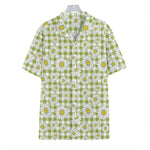 Green Tartan Daisy Pattern Print Hawaiian Shirt