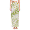 Green Tartan Daisy Pattern Print High Slit Maxi Skirt