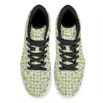 Green Tartan Daisy Pattern Print High Top Leather Sneakers