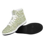 Green Tartan Daisy Pattern Print High Top Leather Sneakers