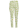 Green Tartan Daisy Pattern Print High-Waisted Pocket Leggings