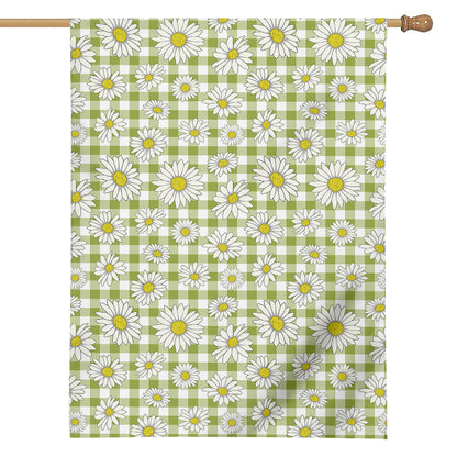 Green Tartan Daisy Pattern Print House Flag
